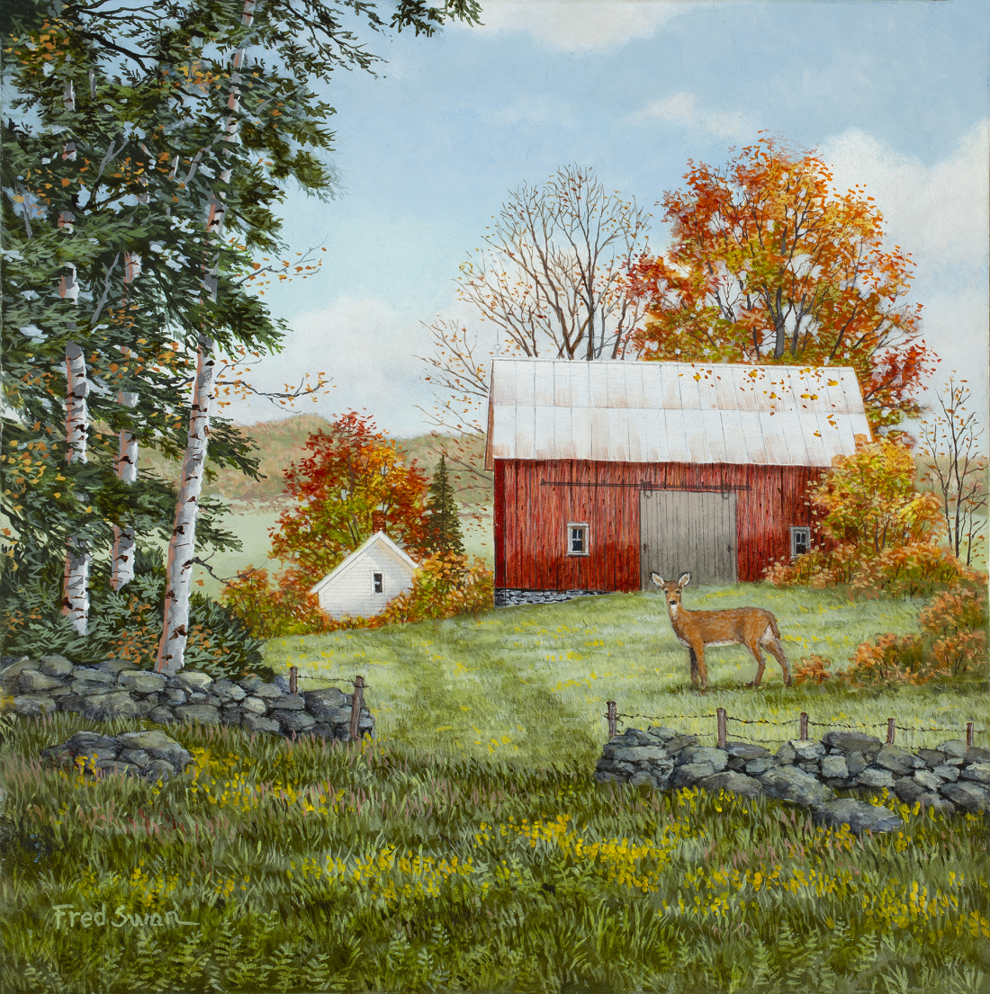 Autumn Solitude - American Realist Painting by Fred Swan